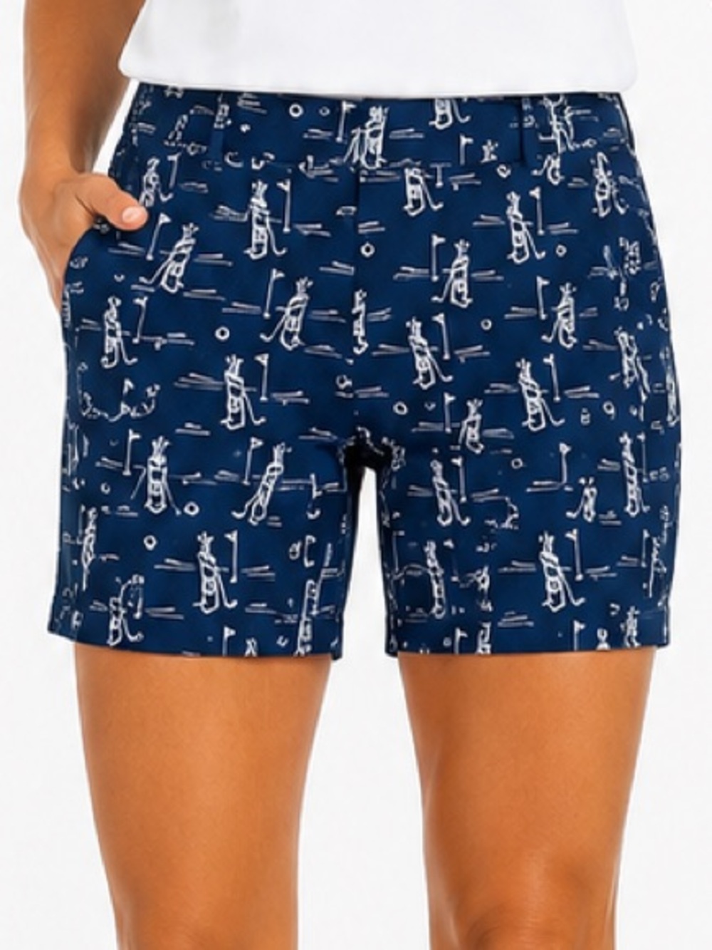 Izod Golf Women's Navy sport  Shorts with White Golf-Print, as new, sz 16